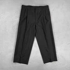 Vintage 90s Gerald Austin Black Wool Tuxedo Pants w/ Satin Side Stripe 34 Short